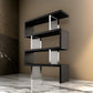 Jue 72 Inch Bookshelf 4 Open Tier Racks Chrome Metal Frame Black MDF By Casagear Home BM317649