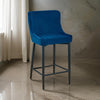 Gen 29 Inch Barstool Chair Set of 2 Diamond Tufted Blue Velvet Black By Casagear Home BM317650