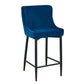 Gen 29 Inch Barstool Chair Set of 2, Diamond Tufted Blue Velvet, Black By Casagear Home