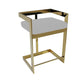 Gei Counter Stool Chair, Low Back, Gray Velvet, Cantilever Gold Metal Frame By Casagear Home