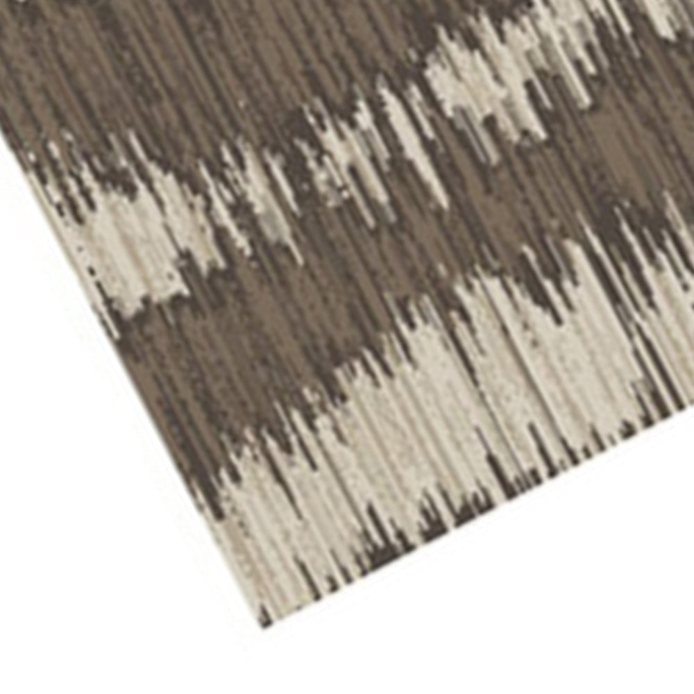 Doen 8 x 10 Large Area Rug Abstract Wavy Strip Design Cream Brown By Casagear Home BM318232