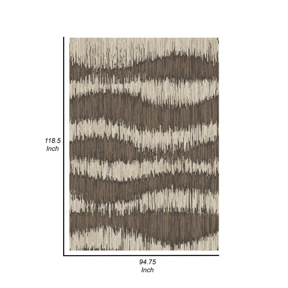 Doen 8 x 10 Large Area Rug Abstract Wavy Strip Design Cream Brown By Casagear Home BM318232