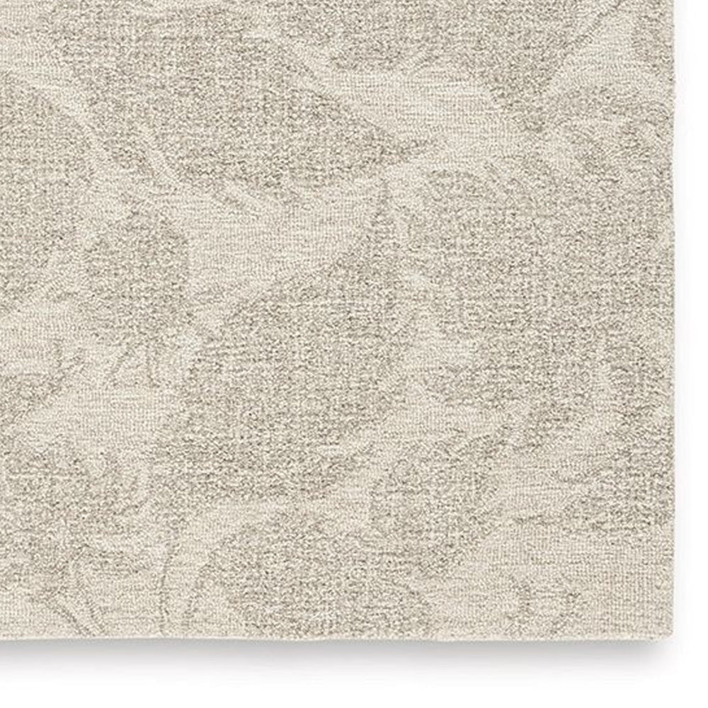 Adas 8 x 10 Large Area Rug Hand Tufted Floral Pattern Beige Wool By Casagear Home BM318236