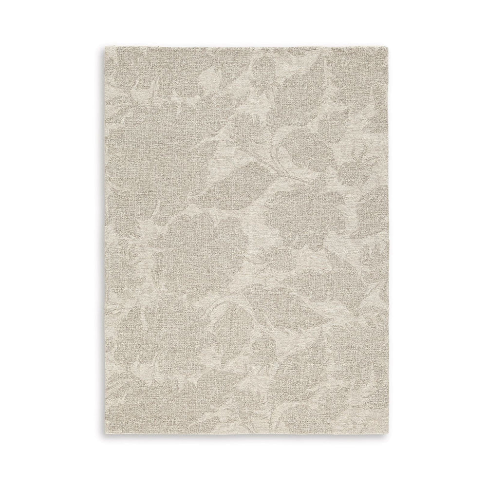 Adas 8 x 10 Large Area Rug, Hand Tufted Floral Pattern, Beige Wool By Casagear Home