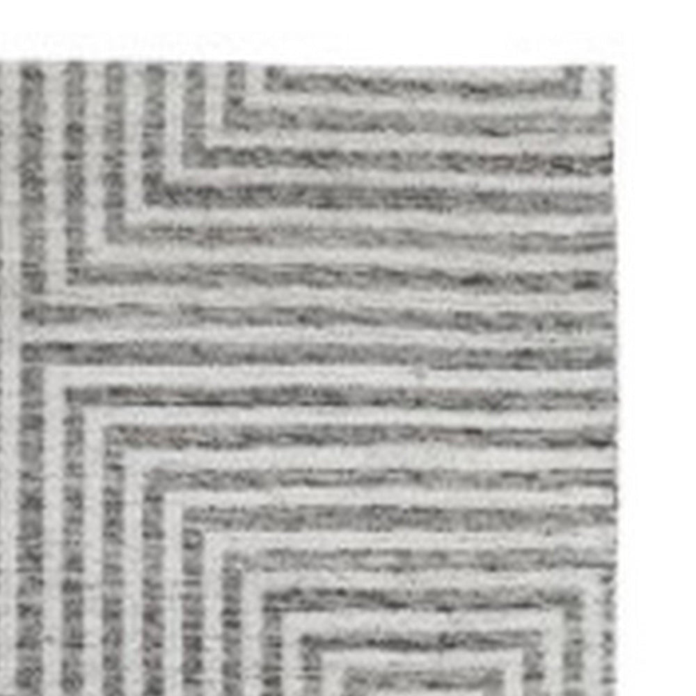 Seni 8 x 10 Large Area Rug Geometric Pattern Machine Woven Black Ivory By Casagear Home BM318238