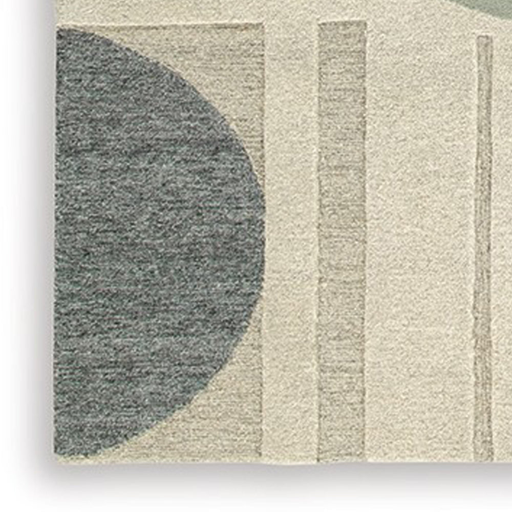 Laen 8 x 10 Large Area Rug Hand Tufted Geometric Shapes Gray Wool By Casagear Home BM318242