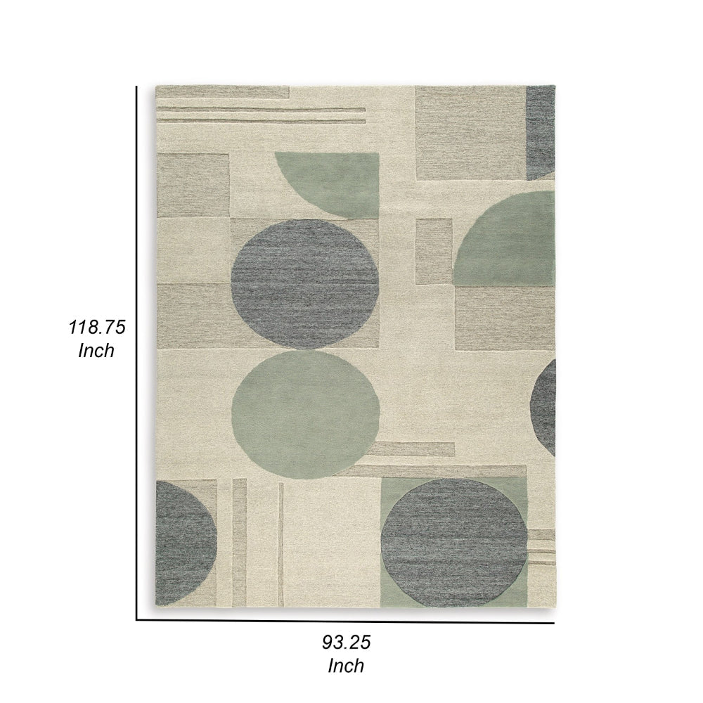 Laen 8 x 10 Large Area Rug Hand Tufted Geometric Shapes Gray Wool By Casagear Home BM318242