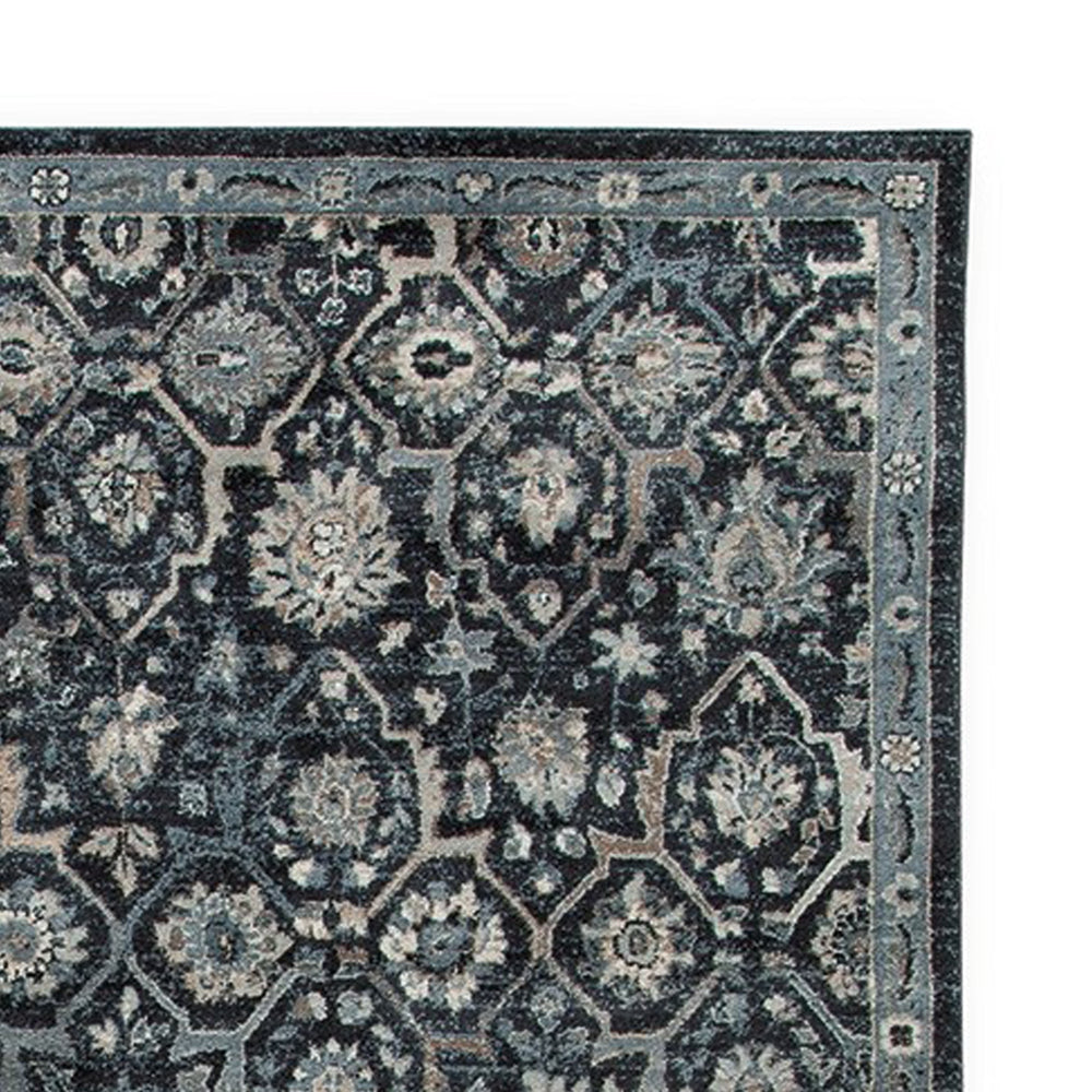 Hiy 8 x 11 Large Area Rug Persian Inspired Floral Motif Black Gray By Casagear Home BM318243