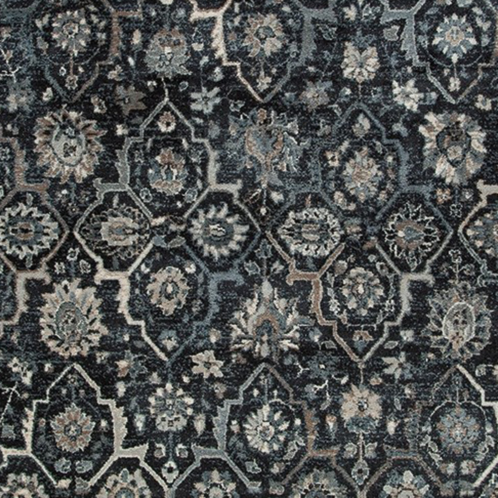 Hiy 8 x 11 Large Area Rug Persian Inspired Floral Motif Black Gray By Casagear Home BM318243