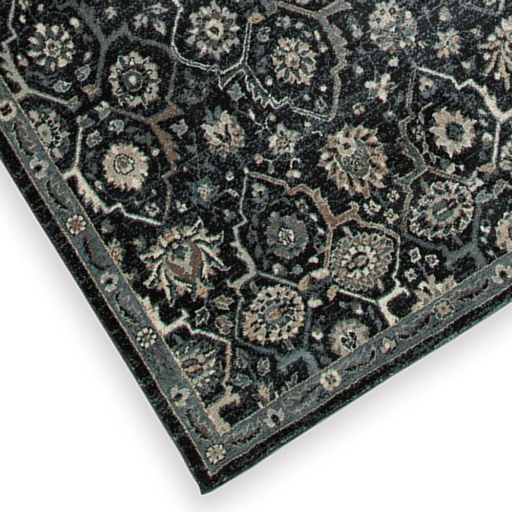 Hiy 8 x 11 Large Area Rug Persian Inspired Floral Motif Black Gray By Casagear Home BM318243