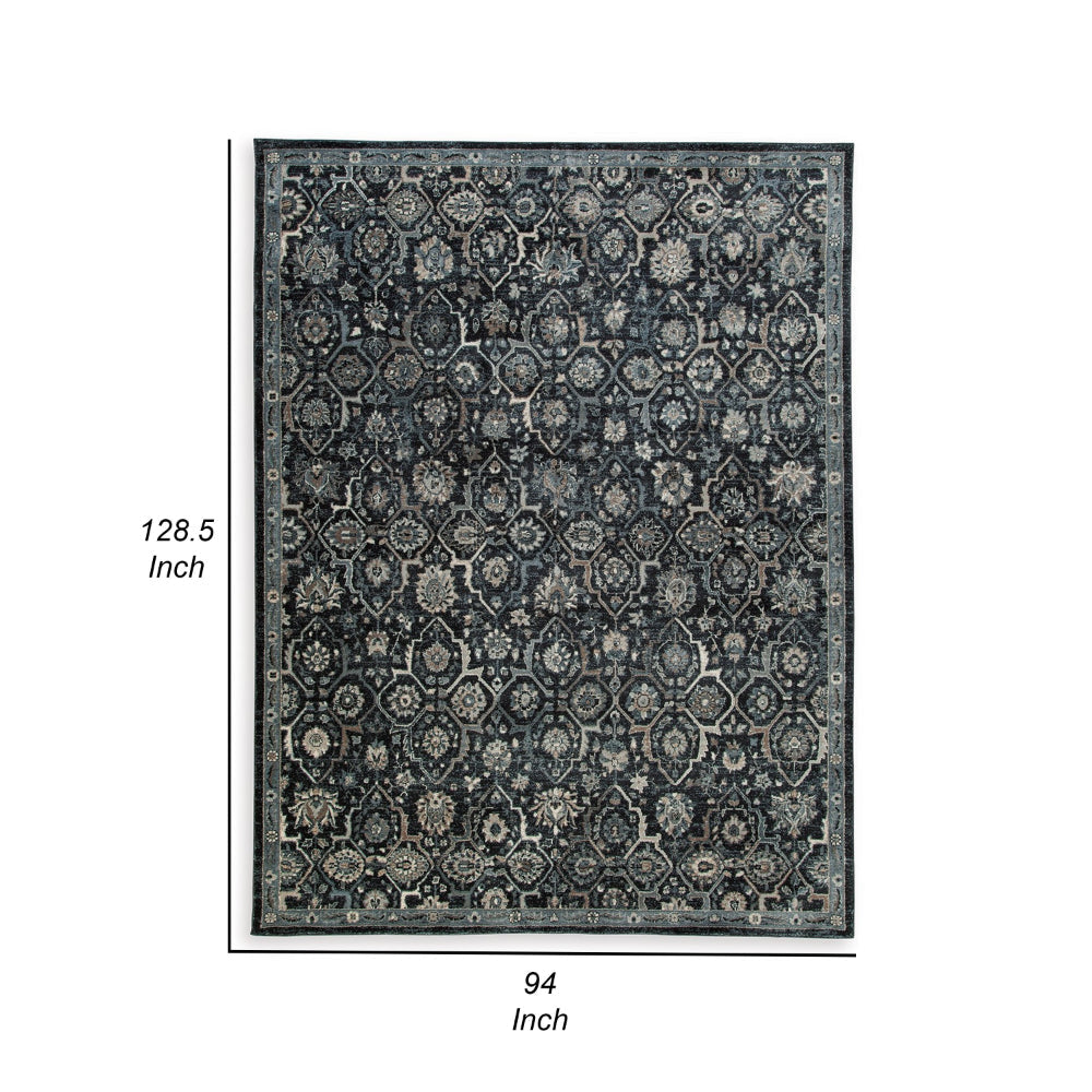 Hiy 8 x 11 Large Area Rug Persian Inspired Floral Motif Black Gray By Casagear Home BM318243