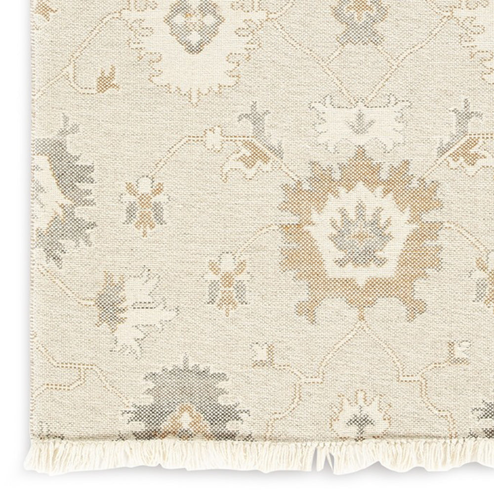 Kia 5 x 7 Medium Area Rug Handwoven Floral Patterns Beige Brown Wool By Casagear Home BM318247