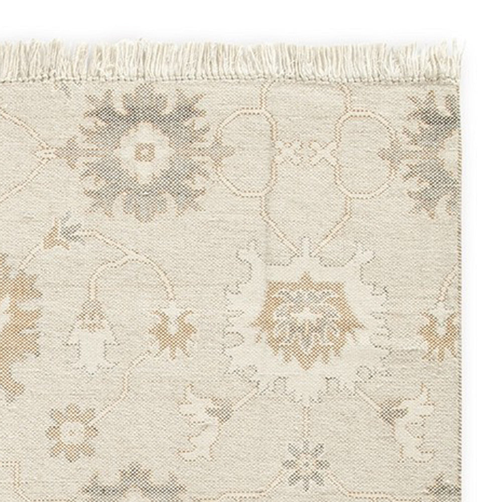 Kia 8 x 10 Large Area Rug Handwoven Floral Patterns Beige Brown Wool By Casagear Home BM318248