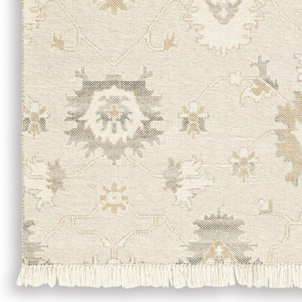 Kia 8 x 10 Large Area Rug Handwoven Floral Patterns Beige Brown Wool By Casagear Home BM318248