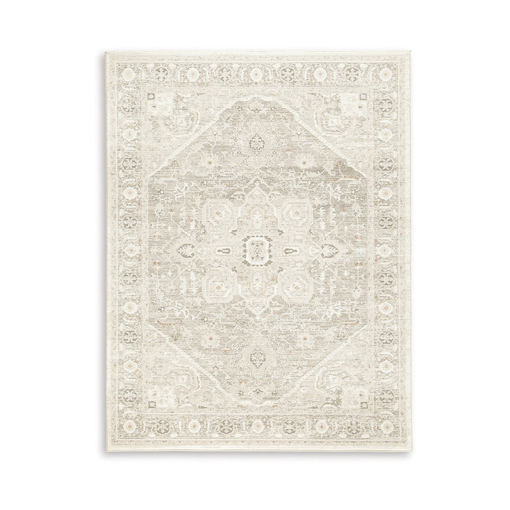 Wei 5 x 7 Medium Area Rug Persian Inspired Medallion Motif Beige Gray By Casagear Home BM318250