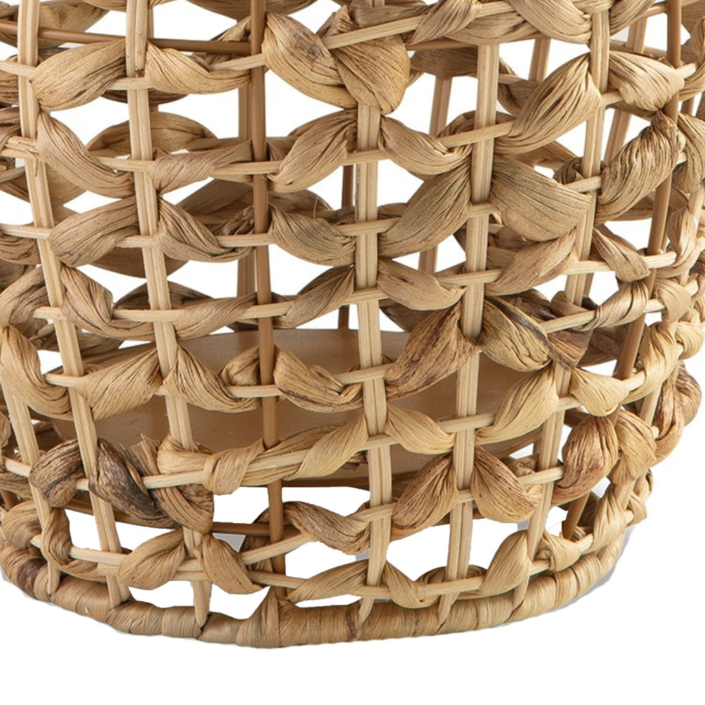 Enna 17 Inch Lantern Bohemian Style Candle Stand Brown Rattan Woven By Casagear Home BM318251