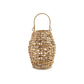 Enna 17 Inch Lantern, Bohemian Style, Candle Stand, Brown Rattan Woven By Casagear Home