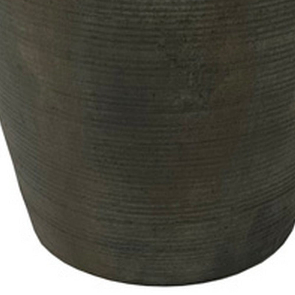 Leyn 15 Inch Antique Flower Vase Urn Shaped Home Decor Piece Gray Ceramic By Casagear Home BM318257