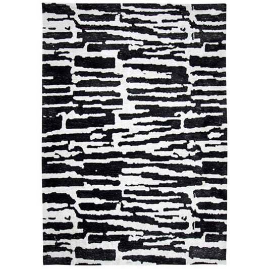 Shaw 8 x 10 Large Area Rug, Modern Abstract Design, Black Ivory Polyester By Casagear Home