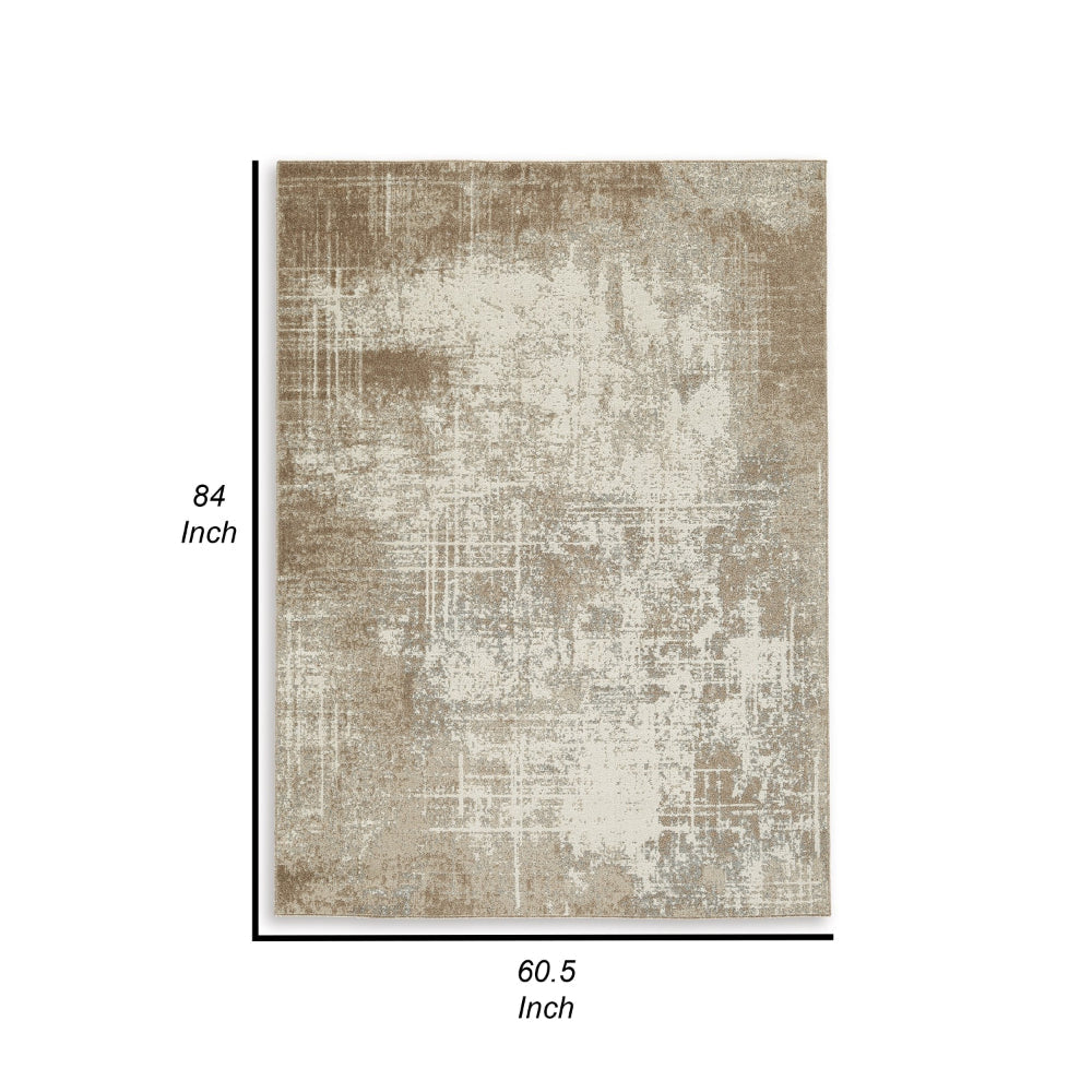 Lae 5 x 7 Medium Area Rug Machine Woven Abstract Art Design Brown Gray By Casagear Home BM318269