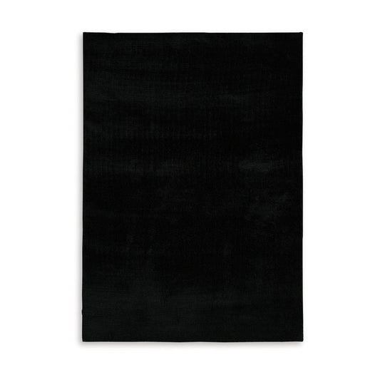 Stebin 5 x 7 Medium Area Rug, Shag Style, Abstract Design Black Polyester By Casagear Home