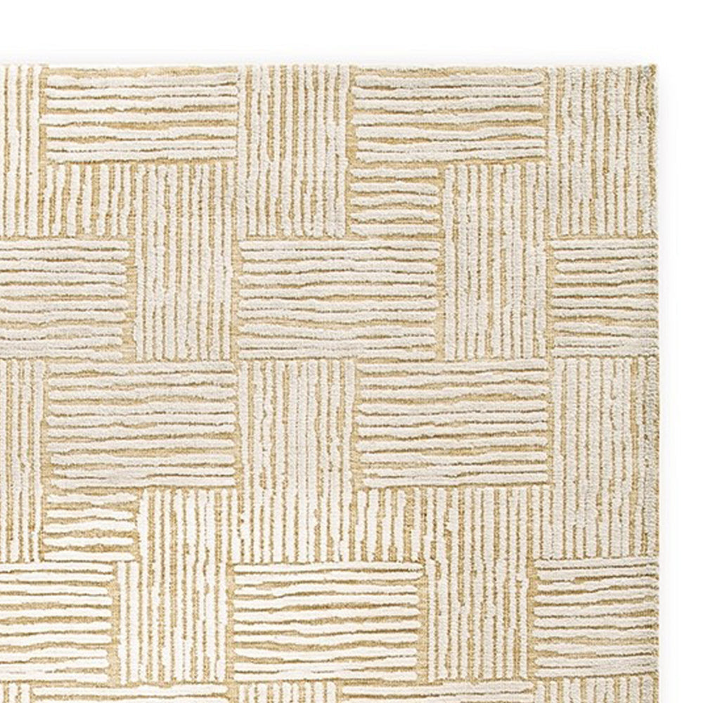 Aden 8 x 10 Large Area Rug Handwoven Basket Weave Design Beige Polyester By Casagear Home BM318276