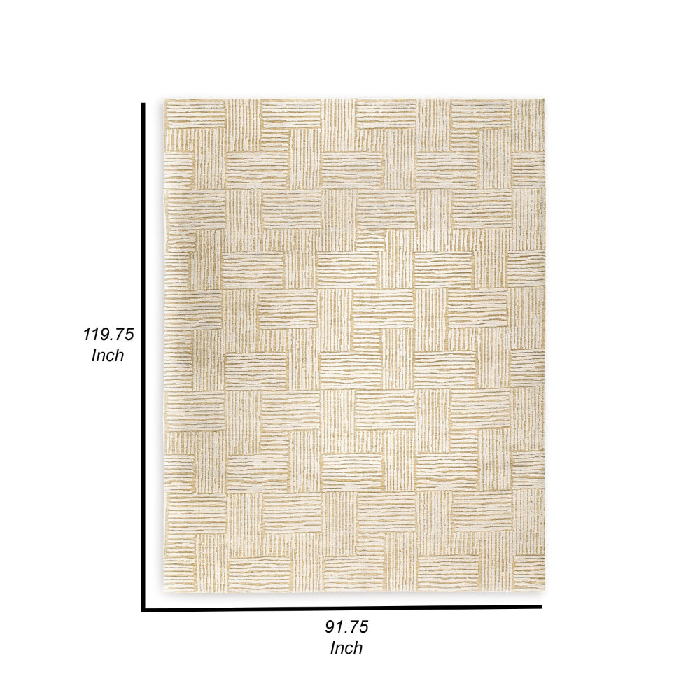 Aden 8 x 10 Large Area Rug Handwoven Basket Weave Design Beige Polyester By Casagear Home BM318276