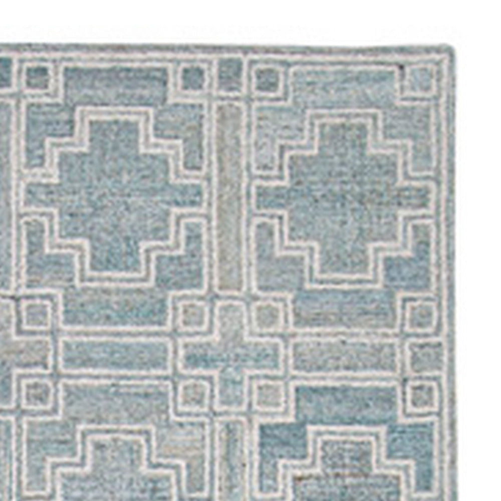 Lesy 5 x 7 Medium Area Rug Hand Tufted Geometric Design Gray Ivory Wool By Casagear Home BM318277