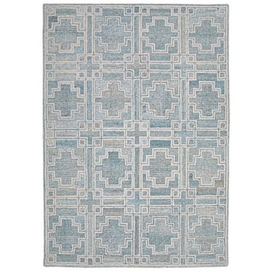 Lesy 5 x 7 Medium Area Rug, Hand Tufted Geometric Design, Gray, Ivory Wool By Casagear Home