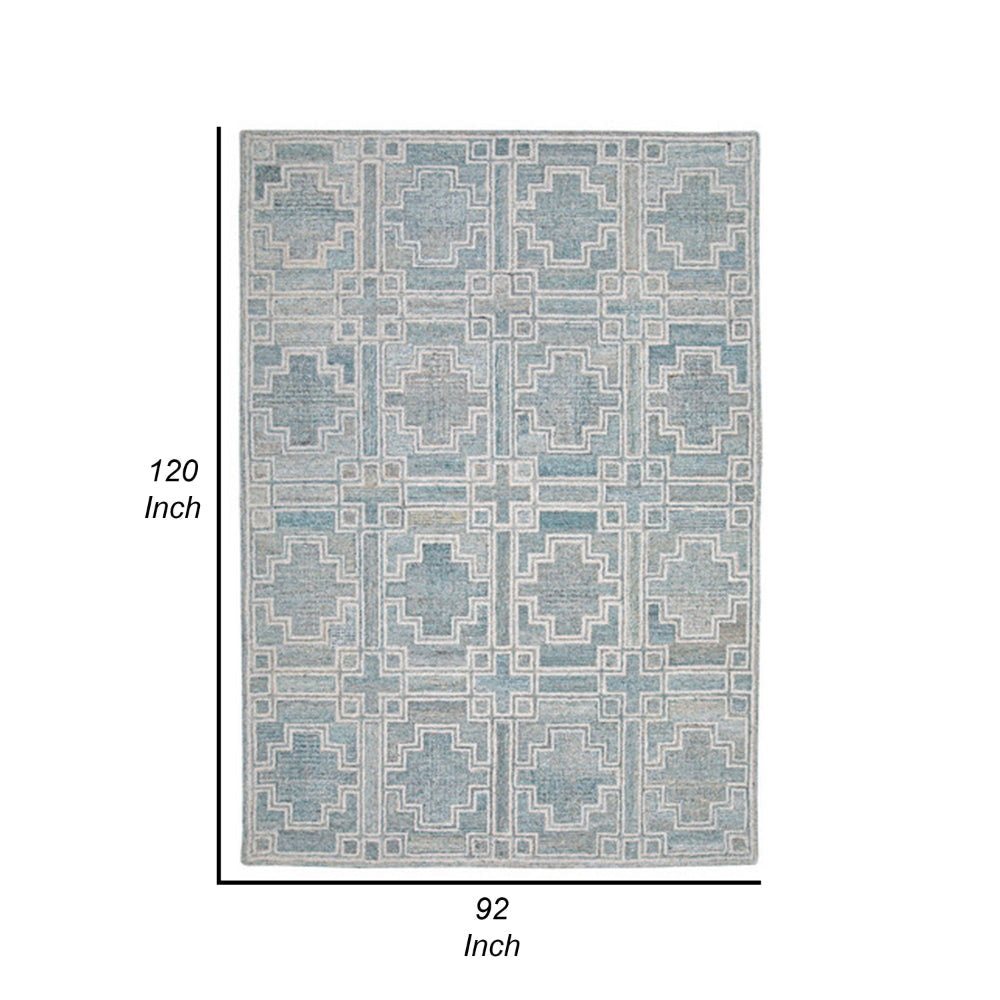 Lesy 8 x 10 Large Area Rug Hand Tufted Geometric Design Gray Ivory Wool By Casagear Home BM318278