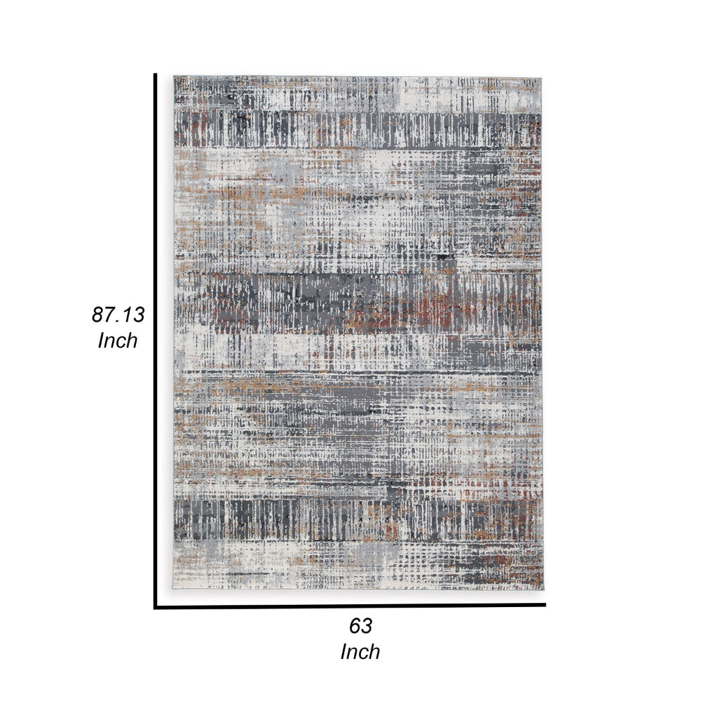 Tenr 5 x 7 Medium Area Rug Machine Woven Abstract Pattern Gray Polyester By Casagear Home BM318279