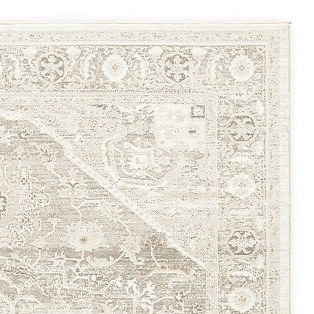 Wei 8 x 10 Large Area Rug Persian Inspired Medallion Motif Ivory Beige By Casagear Home BM318288