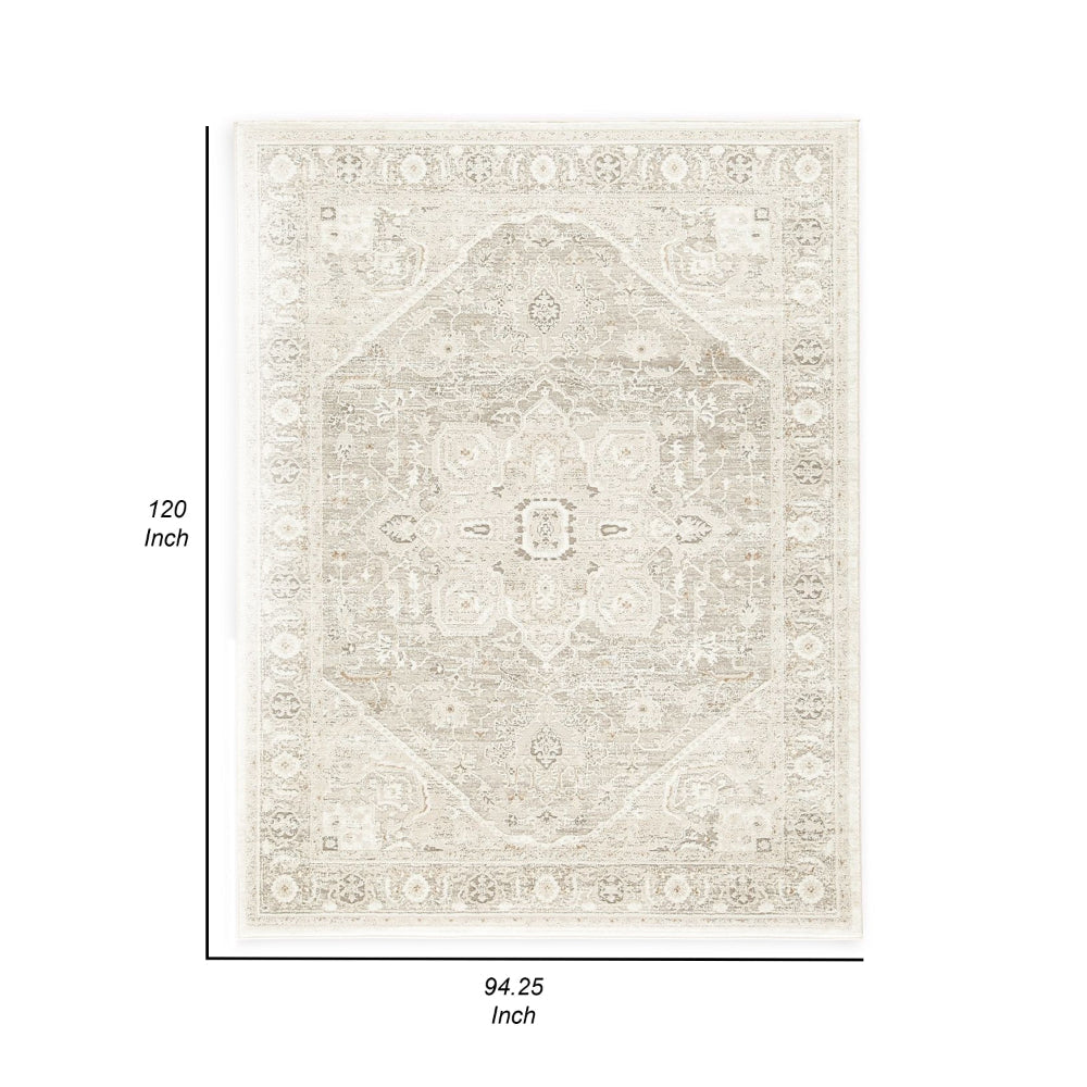 Wei 8 x 10 Large Area Rug Persian Inspired Medallion Motif Ivory Beige By Casagear Home BM318288