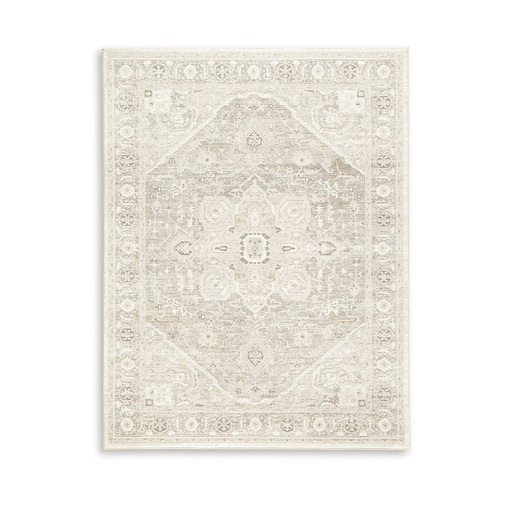 Wei 8 x 10 Large Area Rug Persian Inspired Medallion Motif Ivory Beige By Casagear Home BM318288