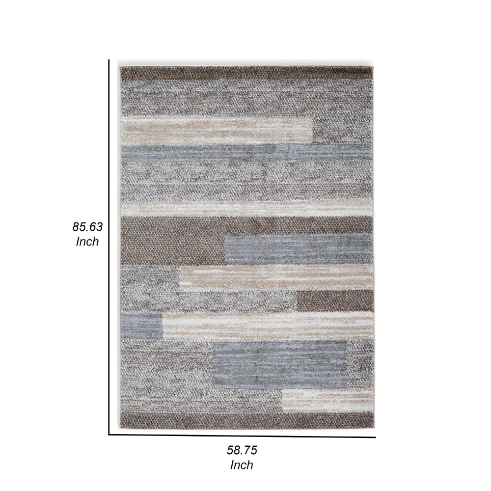 Beny 5 x 7 Medium Area Rug Abstract Stripe Pattern Gray Brown Cream By Casagear Home BM318289