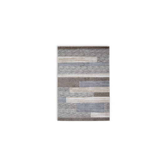 Beny 5 x 7 Medium Area Rug, Abstract Stripe Pattern, Gray, Brown, Cream By Casagear Home