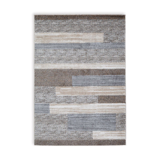 Beny 8 x 10 Large Area Rug, Machine Woven Abstract Stripe Pattern, Gray By Casagear Home