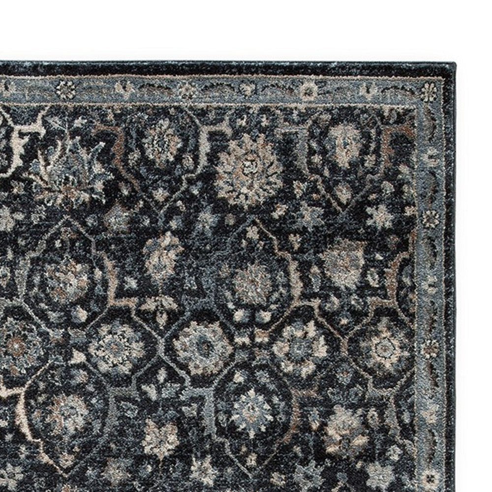 Hiy 5 x 7 Medium Area Rug Persian Inspired Floral Motif Blue Cream By Casagear Home BM318293