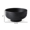 Nya 12 Inch Tabletop Decorative Bowl Pedestal Round Base Black Wood By Casagear Home BM318299