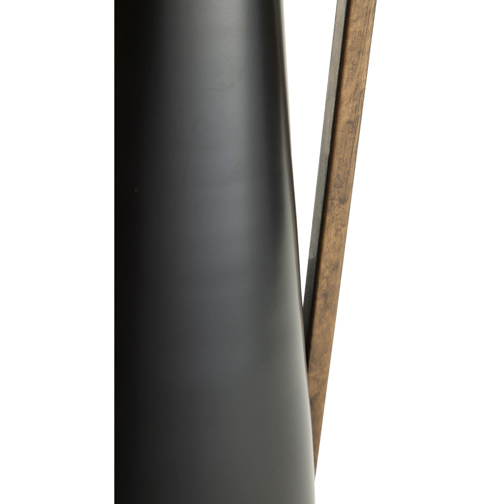 Ezra 20 Inch Decorative Flower Vase Gold Handle Angular Black Metal By Casagear Home BM318300