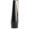 Ezra 20 Inch Decorative Flower Vase Gold Handle Angular Black Metal By Casagear Home BM318300