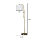 Rhys 60 Inch Floor Lamp Adjustable Arm White Drum Shade Round Brass Metal By Casagear Home BM318306