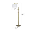 Rhys 60 Inch Floor Lamp Adjustable Arm White Drum Shade Round Brass Metal By Casagear Home BM318306