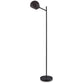 Bane 63 Inch Floor Lamp, Retro Smokey Black Glass Shade, Round Metal Base By Casagear Home