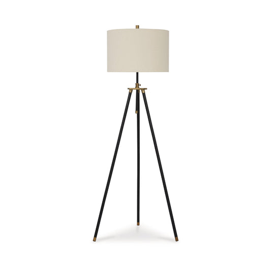 Egan 71 Inch Floor Lamp, White Drum Shade and Classic Tripod Metal Base By Casagear Home