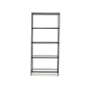 Dalie 73 Inch Bookcase 5 Tier Open Clear Glass Shelves Black Aluminum By Casagear Home BM318310