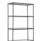 Dalie 73 Inch Bookcase, 5 Tier Open Clear Glass Shelves, Black Aluminum By Casagear Home