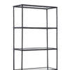 Dalie 73 Inch Bookcase, 5 Tier Open Clear Glass Shelves, Black Aluminum By Casagear Home