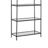 Dalie 73 Inch Bookcase 5 Tier Open Clear Glass Shelves Black Aluminum By Casagear Home BM318310