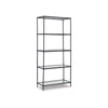 Dalie 73 Inch Bookcase 5 Tier Open Clear Glass Shelves Black Aluminum By Casagear Home BM318310